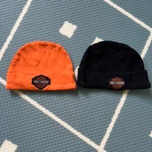 Harley-Davidson Motorcyle Baby Orange and Black Baby Hats